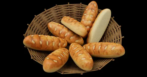 Basket of bread rolls