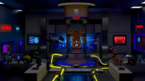 Sci-fi control room with a central chamber