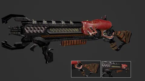 Sci-fi weapon model with detail views