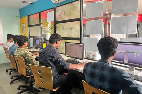 Students working in the computer lab