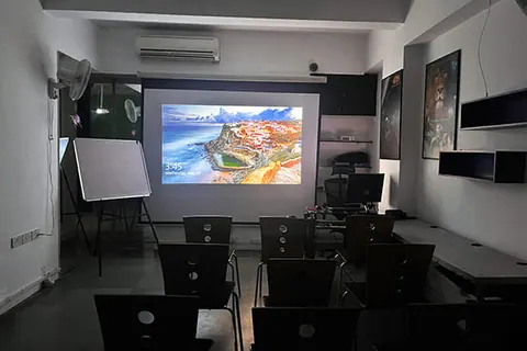 Classroom with projector screen