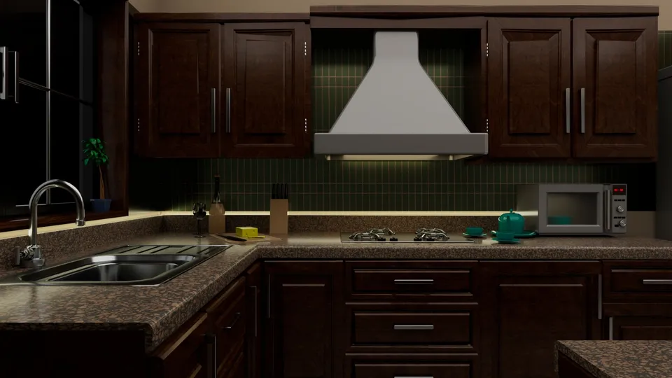 Student 3D kitchen interior render